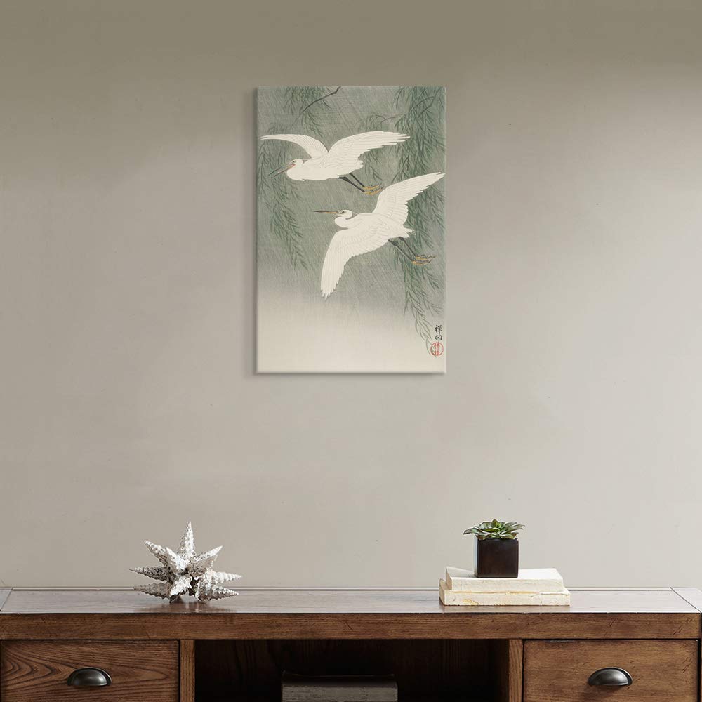 Amazon.co.jp: 日本の絵師 小原古邨 作品 柳と白鷺 複製画 風景画 装飾